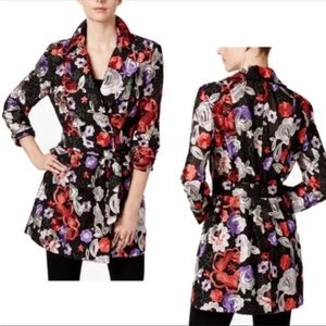 INC International Concepts Size XL Floral Embroidered Trench Coat NWT